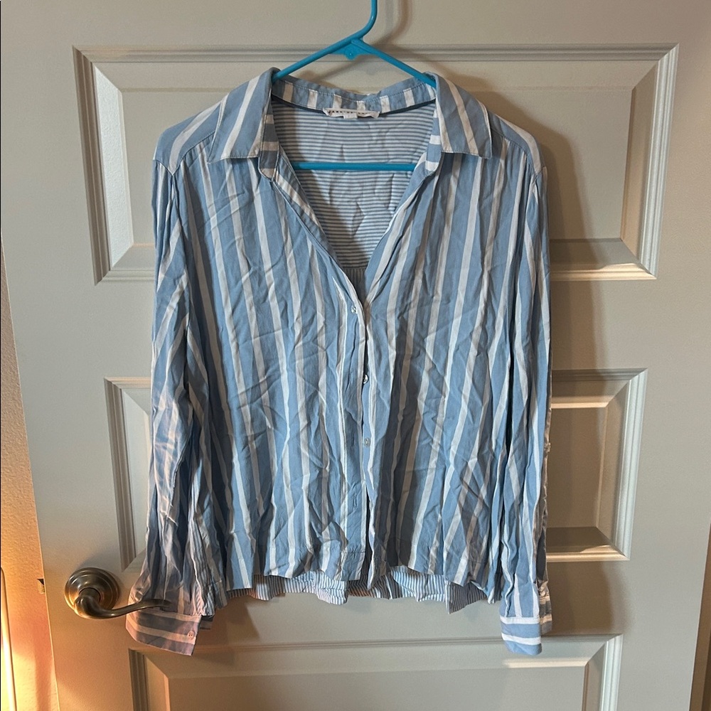 Jane and Delancey Light Blue and White Striped Shirt